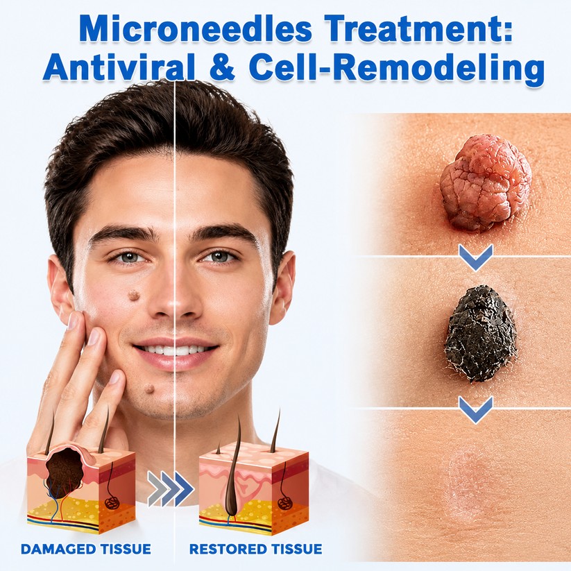 🌟 Curalona® 2-in-1 Microneedle & Hydrocolloid Patch 🌿 Invisible Face & Body Patches for Raised Moles, Acne, Flat Warts & Skin Tags - Helps Improve the Appearance of Wrinkles, Scars & Blemishes