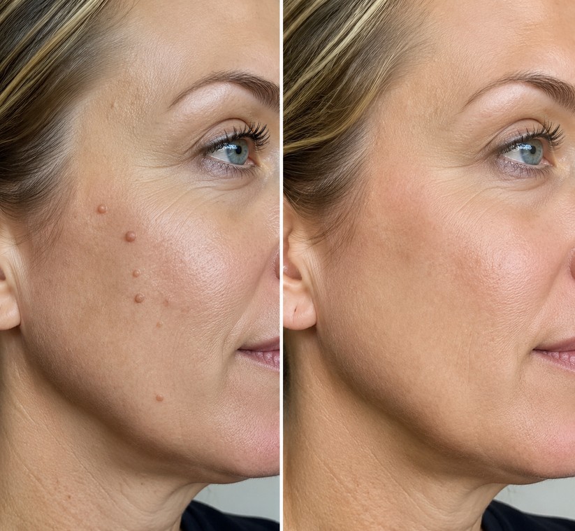 🌟 Curalona® 2-in-1 Microneedle & Hydrocolloid Patch 🌿 Invisible Face & Body Patches for Raised Moles, Acne, Flat Warts & Skin Tags - Helps Improve the Appearance of Wrinkles, Scars & Blemishes